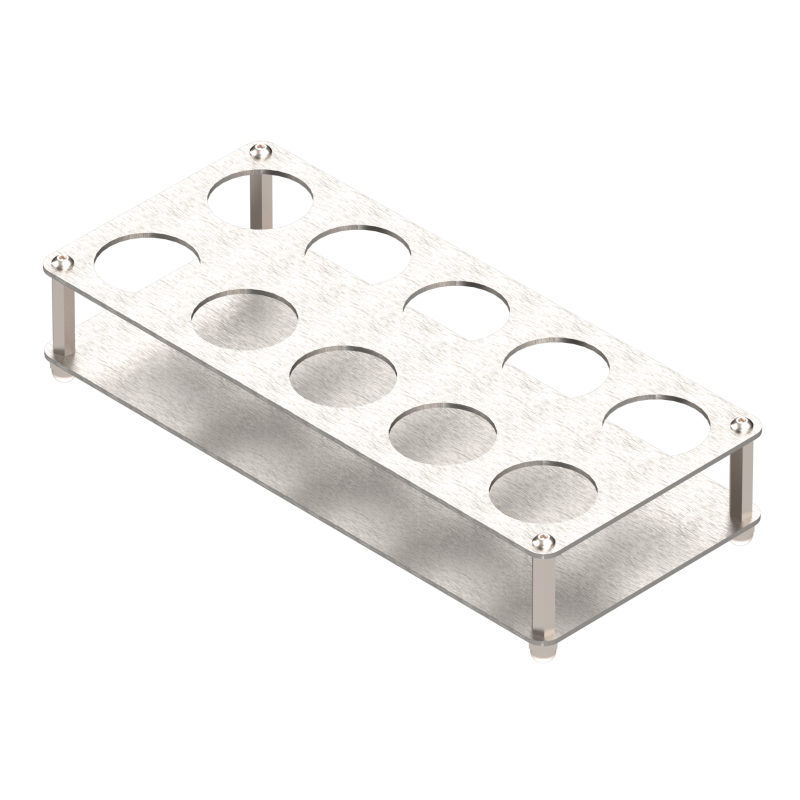 Ständer für Pathologiegefäße 20 ml 2 Reihen á 5 Bohrungen aus Edelstahl