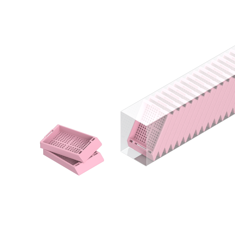 Einbettkassetten - Biopsie rosa ohne Deckel im Magazin