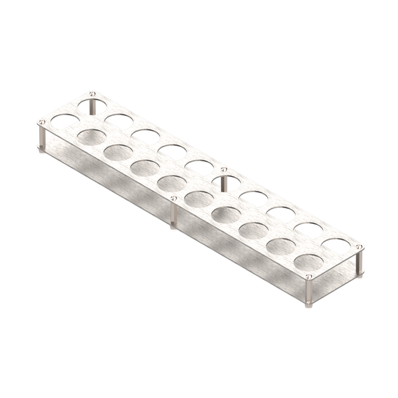 Ständer für Pathologiegefäße 20 ml 2 Reihen á 10 Bohrungen aus Edelstahl