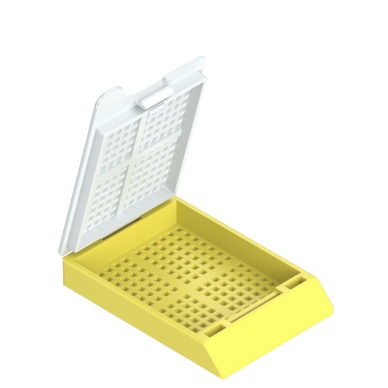 Einbettkassetten - Biopsie gelb mit Deckel