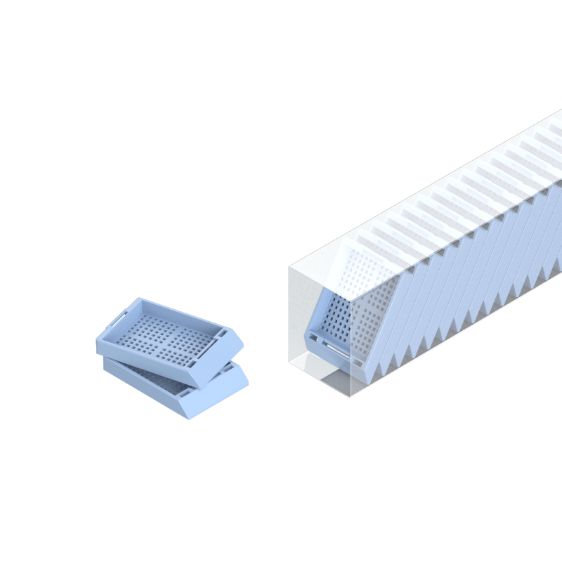 Einbettkassetten - Biopsie hellblau ohne Deckel im Magazin