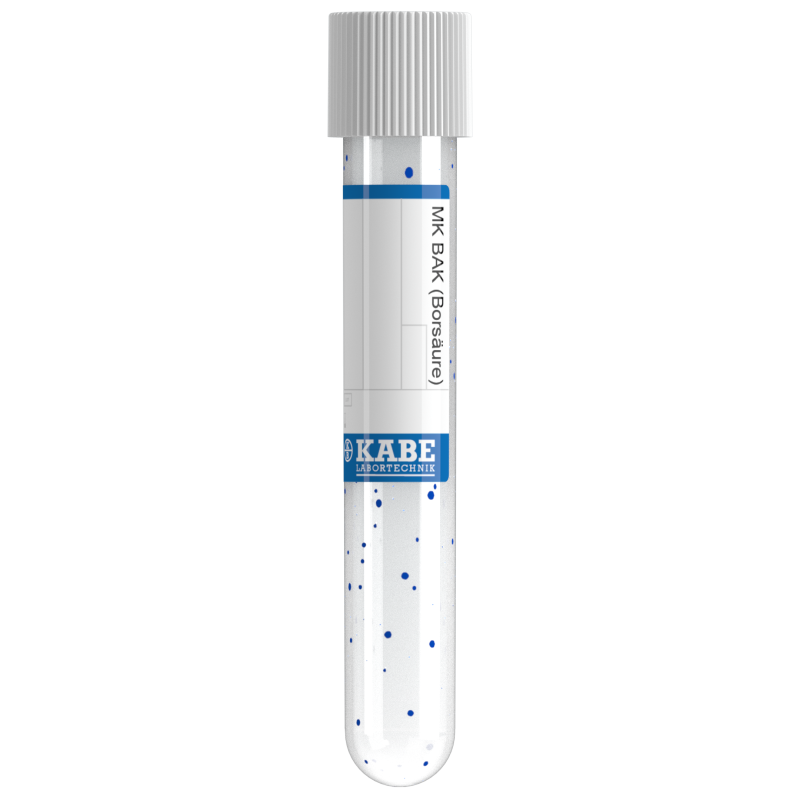 Probenröhren zur Milchkonservierung MK 100/15 PPn weiß BAK blaues Etikett
