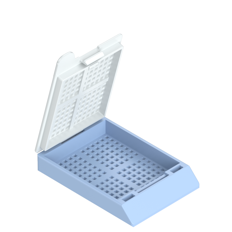 Einbettkassetten - Biopsie hellblau mit Deckel